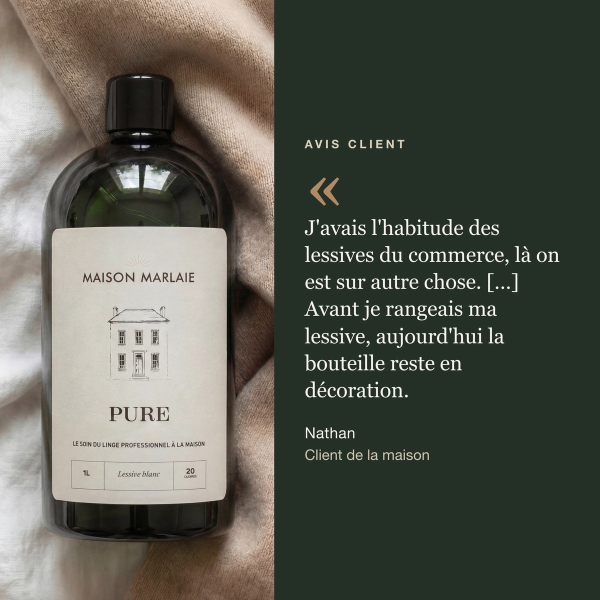 Avis de Nathan, client Maison Marlaie, sur la lessive PURE
