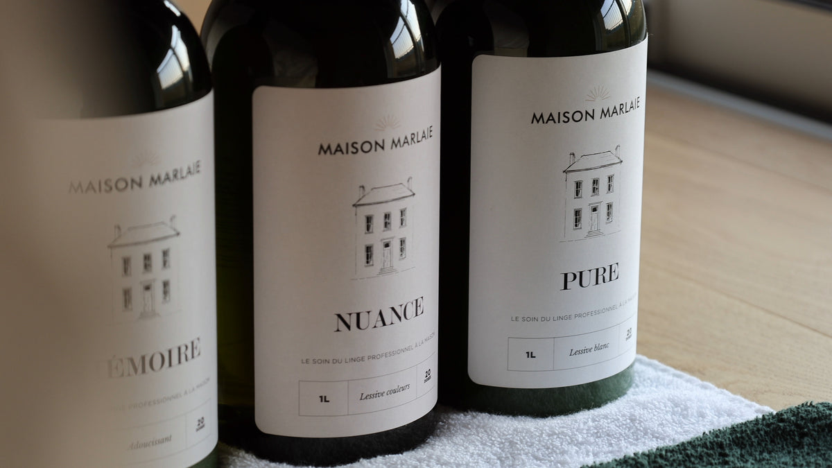 Coffret L'Essentiel Maison Marlaie, MÉMOIRE, NUANCE et PURE alignés