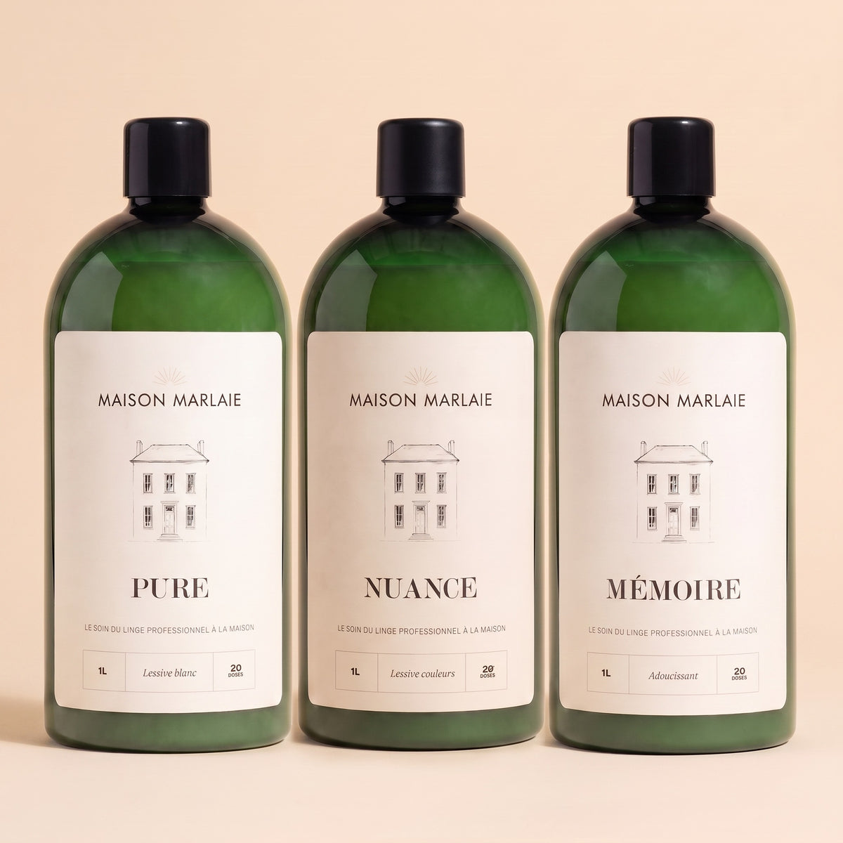 Coffret L'Essentiel Maison Marlaie : PURE, NUANCE et MÉMOIRE, trois flacons de 1 L