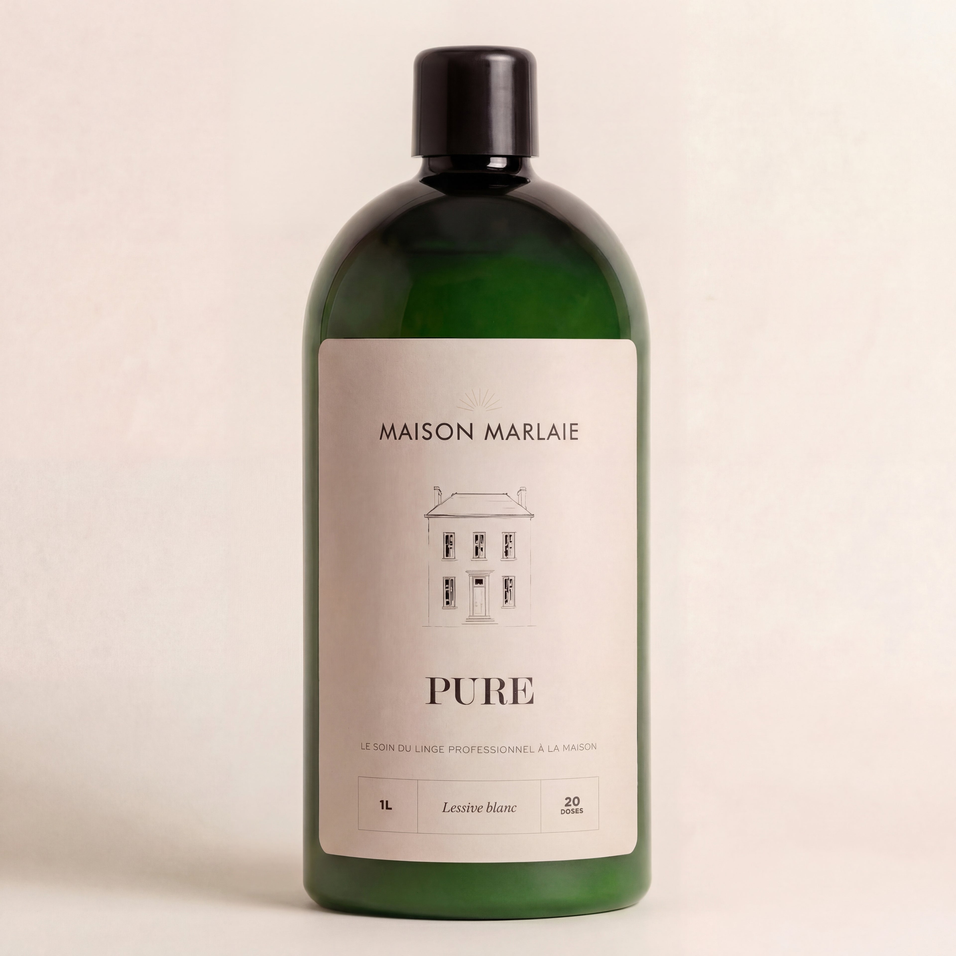 Maison Marlaie PURE — Lessive liquide premium linge blanc, flacon 1 L